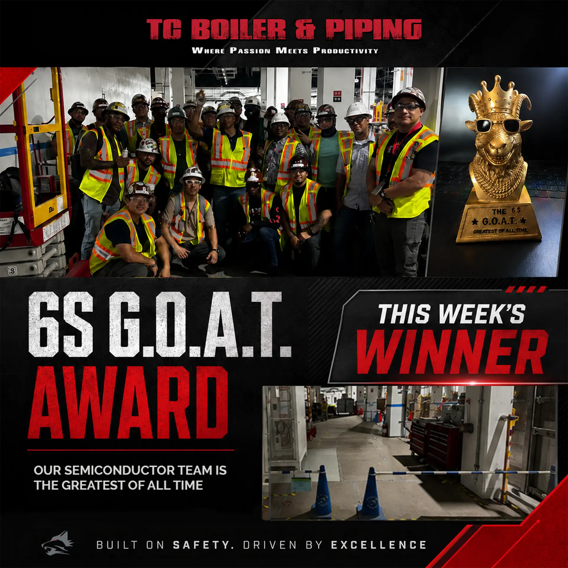 TC Boiler Arizona Semiconductor Team celebrating our first 6S GOAT Award