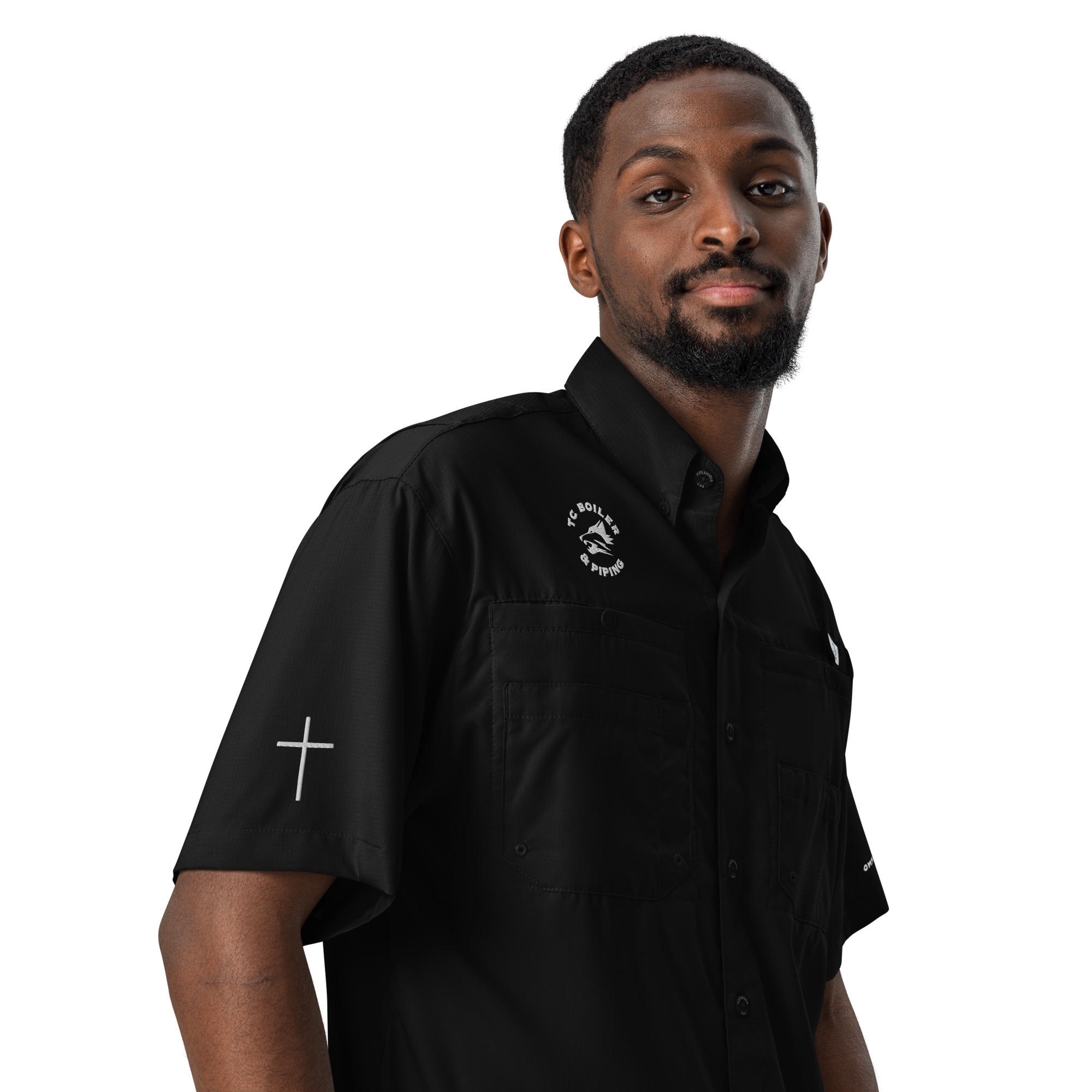 TCB Logo Columbia Men’s Short-Sleeve Button-Down Shirt - Image 4
